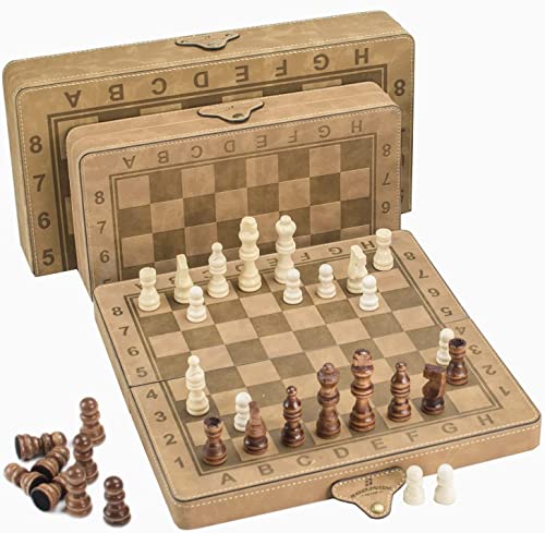 Schachspiel Holz Hochwertig Schachbrett Holz Reiseschach Magnetisch Chess Board Chess Set Schachbrett Magnetisch(15 Zoll) von Bucher&Rossini