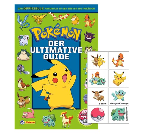 Pokémon: Der ultimative Guide: Das offizielle Handbuch + 8 Kinder-Tattoos, Pokemon-Buch ab 6 Jahren von Buchspielbox