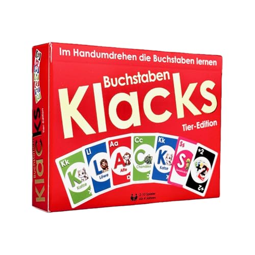 Buchstaben Klacks – Lern-Kartenspiel für Familien & Kinder | 148 doppelseitige ABC-Karten | Spaßiges Alphabet-Spiel für die ganze Familie, Vorschule & Grundschule von Buchstaben Klacks