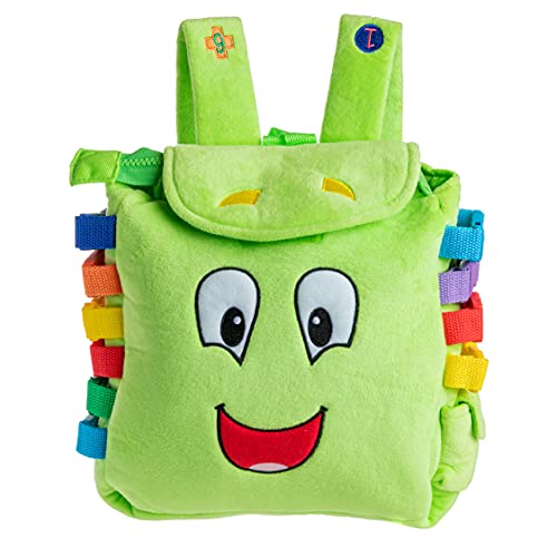 Buckle Toys - Buddy Activity Rucksack - Lernspielzeug mit Reißverschlusstasche zur Aufbewahrung - Tolles Geschenk für Kleinkinder und Kinder, Grün - 27,9 x 20,3 cm von Buckle Toys