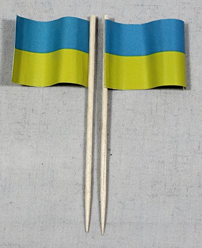 Buddel-Bini Party-Picker Flagge Ukraine Papierfähnchen in Profiqualität 50 Stück 8 cm Offsetdruck Riesenauswahl aus eigener Herstellung von Buddel-Bini