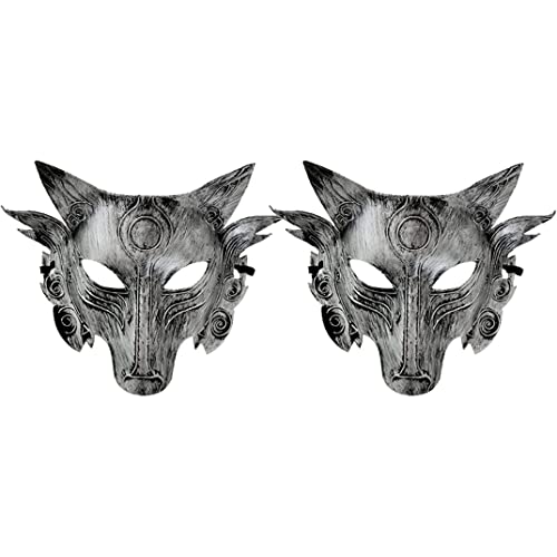 Budstfee Halbgesicht Werwolf Maske, Wolf Kostüm 2PCS Halloween Wolf Head Simulation Tiermasken Maskerade Cosplay Requisiten Film Thema Halloween Party Supplies (Silber), Cosplay -Kleidung von Budstfee