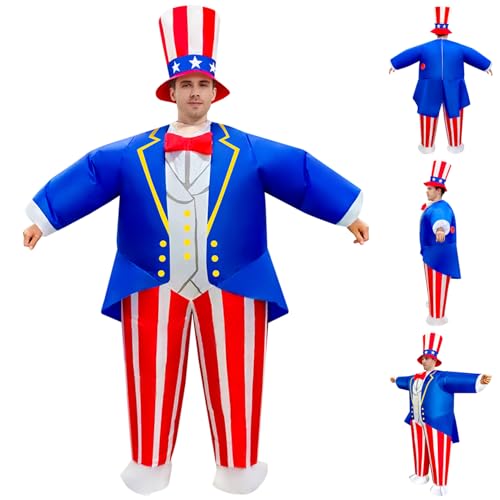 Budstfee Patriotisches Kostüm, 4. Juli Kostüm 78,7in Patriotisches Kostüm Gedenktag aufblasbares Kostüm für Erwachsene Dekorative 4. Juli Schlauchboote für Partyparade, Anzug, Anzug von Budstfee