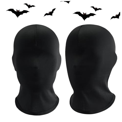 Budstfee Vollkopfmaske, schwarze Vollgesichtsmaske 2pcs Ice Seide Atmungsfreie Sonisex Unisex Vollkopfmaske Schnelltrocknen elastischer Halloween -Maske für Cosplay -Party -Kostüm von Budstfee