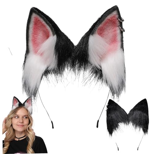 Therian Ohren, Füchse Ohr, 8,7 x 7,5 Zoll weiche pelzige Ohren, tragbare Kunstfell -Therian -Ohren, einstellbare Wolfskatze -Ohren -Stirnband für Party -Cosplay -Kostümzubehör, Schwarzweiß Therian Ohren, Füchse Ohr, 8,7 x 7,5 Zoll weiche pelzige Ohren, tragbare Kunstfell -Therian -Ohren, einstellbare Wolfskatze -Ohren -Stirnband für Party -Cosplay -Kostümzubehör, Schwarzweiß von Budstfee