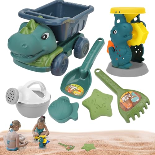 Wasserspielzeug im Freien, Strandspielzeug 7pcs, Dinosaurier -Sandspielzeug umfasst Muldenkipper, Bewässerungsdose, Schaufel, Rechen und Sandformen, sicheres Plastik -Sandbox -Spielzeug für Kinderkin von Budstfee