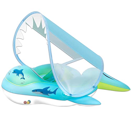 Buen Don Schwimmhilfe Baby, Mit Sicherheitsgurt und Anti-Kipp-Design - Geeignet für 3-36 Monate - Perfekte Unterstützung für Babys Schwimmtraining - Abnehmbare Sonnenblende (S, Blau) von Buen Don