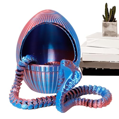 3D-gedrucktes Schlangenspielzeug, Zahnrad-Ei mit Schlange im Inneren, Schlangen-Zahnrad-Ei-Ornament, Schlangenstatue-Dekor, Fidget-Drachen-Ei für Desktop-Dekor von Buerfu