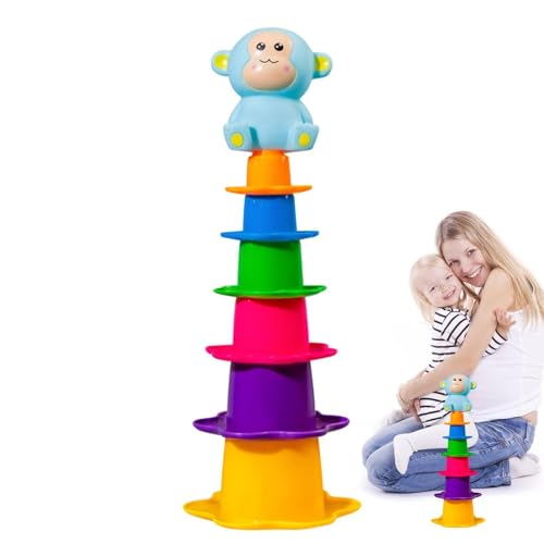 Buerfu Babybadspielzeug, Baby Stapelbad Badespielzeug - Kleinkindnistbecher für Bath - Tragen Sie resistente Babyspiel-Stapelspielzeug für Kinder im Alter von 0 bis 2 Jahren Buerfu Babybadspielzeug, Baby Stapelbad Badespielzeug - Kleinkindnistbecher für Bath - Tragen Sie resistente Babyspiel-Stapelspielzeug für Kinder im Alter von 0 bis 2 Jahren von Buerfu