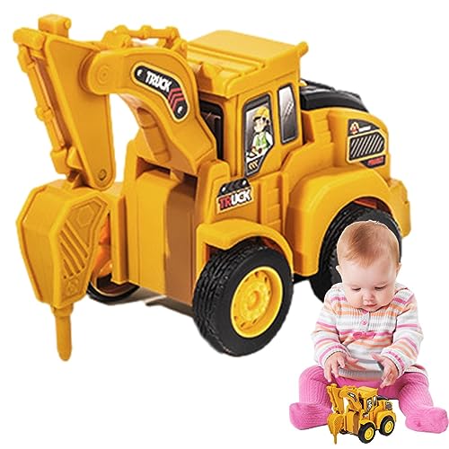 Buerfu Baufahrzeuge Spielzeug - Roller-Bulldozer-Website-Spielzeug,Wiederverwendbarer BAU-Power-Hauller-Bagger, tragbare Straßenwalze und Bohrer-Auto-Pfahlantrieb für Kinder von Buerfu