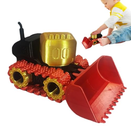 Buerfu Bulldozer-Spielzeug für Kinder,Bulldozer-Konstruktionsspielzeug,3D-Druck Bulldozer-Form Ornament Spielzeugfahrzeug beweglich | Sammelfiguren in Frontlader-LKW-Form für Wohnzimmer, Kindergarten, von Buerfu