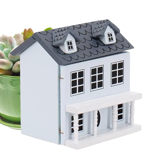 Buerfu DIY Miniaturhaus-Bausatz, Miniatur-Puppenhaus-Bausatz Villa | Villa Kleines Haus Miniatur Puppenhaus | Holzhaus-Bausatz, handgefertigte Miniaturspielzeuge, DIY-Bastelarbeiten, von Buerfu