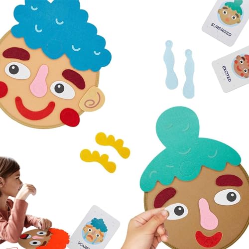 Buerfu Filzaufkleber für Kinder, Spiele mit lustigen Gesichtern - Lustige Filzaufkleber für soziales emotionales Lernen - Interaktions-Emoticon-Aufkleber für Kinder für interaktiven Multiplayer für von Buerfu