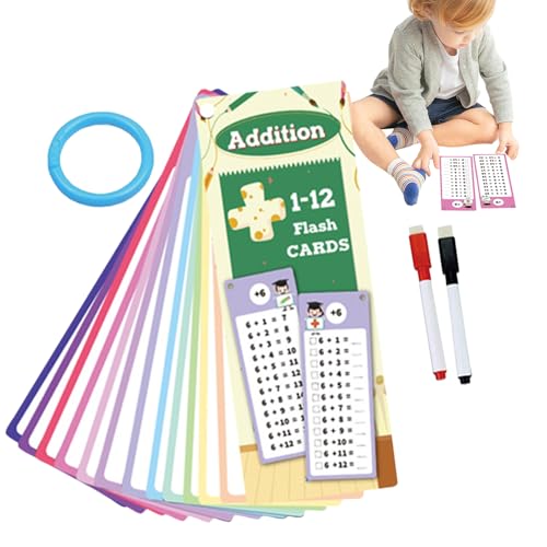 Buerfu Flash -Karten -Multiplikation, Multiplikation FlashCard - Addition Flash Card | 2 trockene Stifte, interaktives Lernspiel, doppelseitig für Kinder von Buerfu