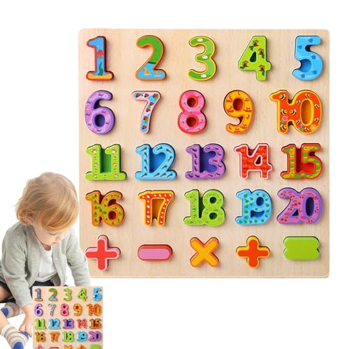 Buerfu Holz-Alphabet-Zahlenform-Puzzles,Holz-Alphabet-Buchstaben, Zahlen-Alphabet-Holz-Matching-Spiel, Holzpuzzle, passendes Spiel, Montessori-Puzzles für Kleinkinder, Alphabet-Lernspielzeug für die von Buerfu