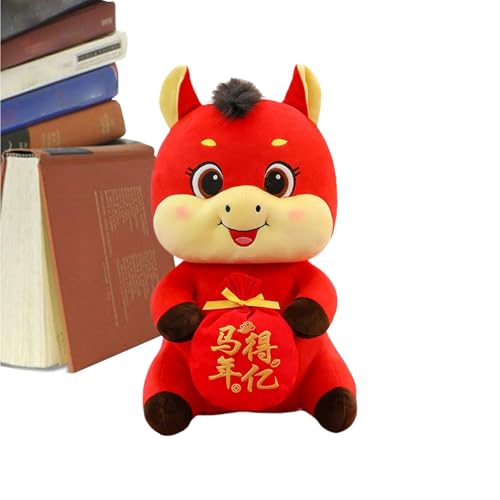 Buerfu Jahr des Pferdes Plüschtier,Chinesisches Neujahrsfest Maskottchen 2026 | Stofftier Spielzeug Geschenk Für Büro Schule Studentenzimmer Autoinnenraum Bücherregal Schreibtisch Deko - Für Zuhause von Buerfu