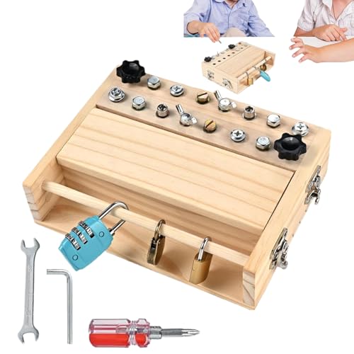 Buerfu M-ontessori Spielzeug, Holz Schraubbrett Mit Schraubendreher & Schlössern, Motorikspielzeug Lernspielzeug Für Kinder 3-5 Jahre, Geschenk Für J-ungen Mädchen Buerfu M-ontessori Spielzeug, Holz Schraubbrett Mit Schraubendreher & Schlössern, Motorikspielzeug Lernspielzeug Für Kinder 3-5 Jahre, Geschenk Für J-ungen Mädchen von Buerfu
