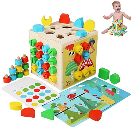 Buerfu -Lernspielzeug,Farbform Holzspiel passendes Spielzeug | Passendes Farblernspielzeug für die Feinmotorik, Lernspielzeug für Kinder ab 3 Jahren von Buerfu