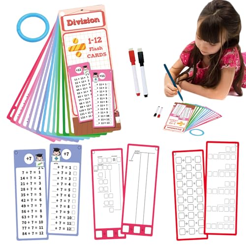 Buerfu Multiplikationstisch -Flash -Karten, Flash -Karten Multiplikation - Addition Flash Card,2 trockene Stifte, interaktives Lernspiel, doppelseitig für Kinder von Buerfu