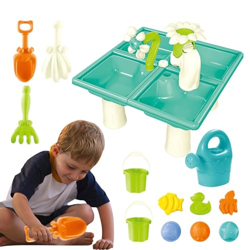 Buerfu Sand- und Wassertisch, Sandtisch für Kinder,Aktivitätssensorischer Spieltisch - 13-teiliges Wasserspielzeug-Zubehör verbessert die motorischen Fähigkeiten, fördert das sensorische Lernen und von Buerfu