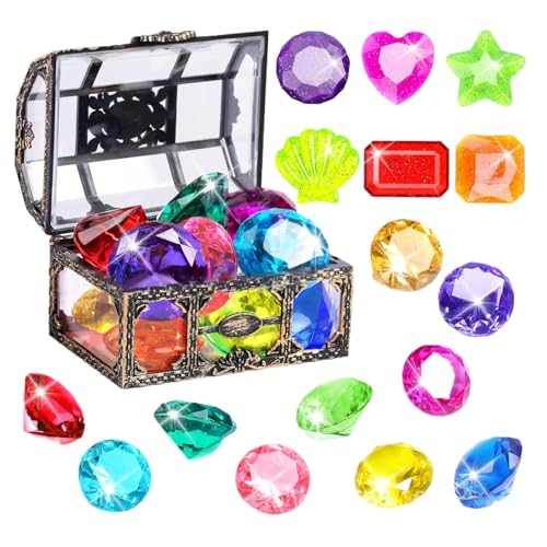 Buerfu Tauchjuwel Pool Spielzeug, 16 Große Bunte Diamanten Mit Piraten Schatzkiste, Tauchspielzeug Kinder Unterwasser E-delstein Schwimmen Training Wasserspielzeug Buerfu Tauchjuwel Pool Spielzeug, 16 Große Bunte Diamanten Mit Piraten Schatzkiste, Tauchspielzeug Kinder Unterwasser E-delstein Schwimmen Training Wasserspielzeug von Buerfu