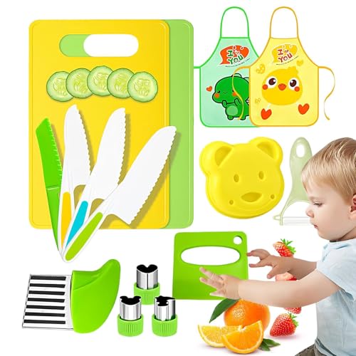 Kindermesser 15 Teiliges Kinder Küchenmesser Set,Mit Sicheres Schneidebrett,Wellenschneider Holzmesser,und Gemüsemesser Für Kinder Ab 2 Jahren, m-ontessori Messer, Kinder Kochset Kindermesser 15 Teiliges Kinder Küchenmesser Set,Mit Sicheres Schneidebrett,Wellenschneider Holzmesser,und Gemüsemesser Für Kinder Ab 2 Jahren, m-ontessori Messer, Kinder Kochset von Buerfu