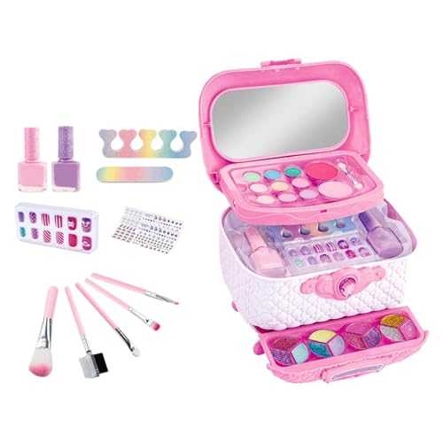 Kinderschminke Set Kinder - Kinder Schminkset Waschbar Schminke Kinder Make Up Set,Mädchen Spielzeug Halloween Weihnachts Geburtstags Geschenke Für Mädchen 3 4 5 6 7 8 9 10 Jahre von Buerfu