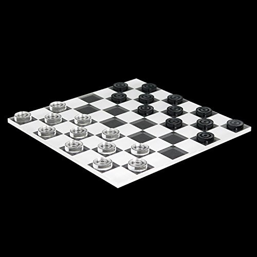 Bütic GmbH Mini Dame Spiel 25tlg. aus transparentem Acryl klar und grau, Spielbrett per Laser graviert von Bütic GmbH