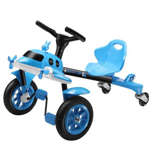 Drifting Go Kart mit LED-Licht, 360° Drehende rutschfeste Hinterrad Schwanz Swing Drift, Roller für Jungen und Mädchen über 2 Jahre alt (Blau) von Bueuwe