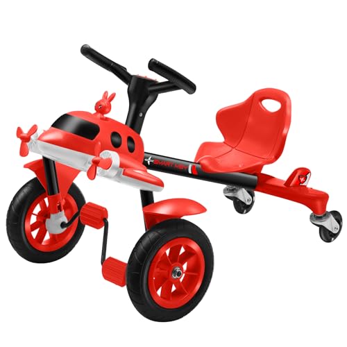 Drifting Go Kart mit LED-Licht, 360° Drehende rutschfeste Hinterrad Schwanz Swing Drift, Roller für Jungen und Mädchen über 3 Jahre alt (Rot) von Bueuwe