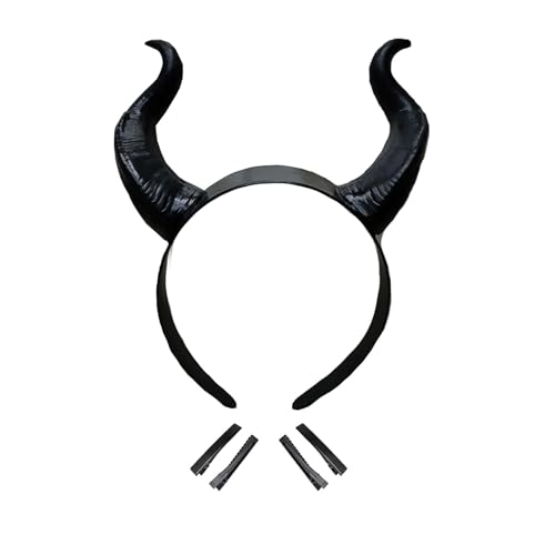 Bufeti Halloween Teufelshorn Dämonenhörner Stirnband Gothic Haarband mit Clips für Halloween Renaissance Cosplay Fotoshooting, Schwarz, Medium Bufeti Halloween Teufelshorn Dämonenhörner Stirnband Gothic Haarband mit Clips für Halloween Renaissance Cosplay Fotoshooting, Schwarz, Medium von Bufeti