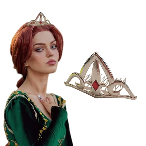 Bufeti Prinzessinnenkrone und Ogergrüne Ohren, Haarspangen, Kopfschmuck für Damen und Mädchen, Halloween-Party, Verkleidung, Cosplay-Kostüm, Goldkrone, Medium von Bufeti