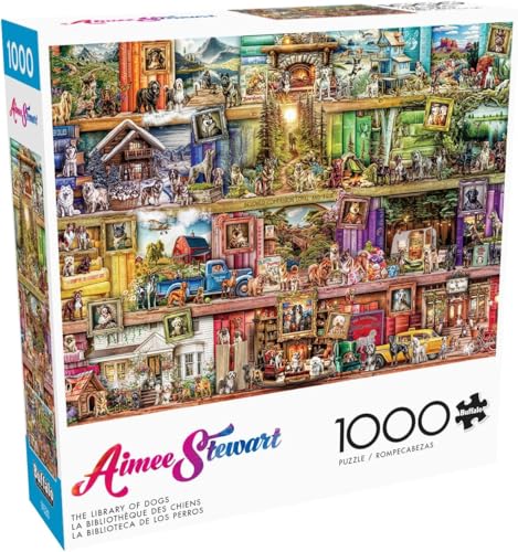 Buffalo Games - Aimee Stewart - Die Bibliothek der Hunde - 1000-teiliges Puzzle für Erwachsene - Herausforderndes Puzzle perfekt für Spieleabende - Fertige Größe ist 26,75 x 19,75 cm von Buffalo Games