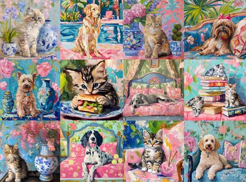 Buffalo Games - Bonjour - Sophie Clima - Katzen und Hunde Collage - 1000 Teile Puzzle für Erwachsene - Herausforderndes Puzzle perfekt für Spieleabende Buffalo Games - Bonjour - Sophie Clima - Katzen und Hunde Collage - 1000 Teile Puzzle für Erwachsene - Herausforderndes Puzzle perfekt für Spieleabende von Buffalo Games