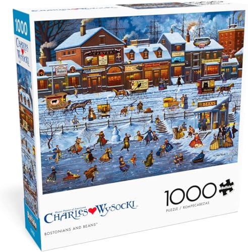 Buffalo Games Charles Wysocki – Bostoner und Bohnen – 1000-teiliges Puzzle für Erwachsene – herausforderndes Puzzle perfekt für Spieleabende – Fertige Größe ist 26,75 x 19,75 cm von Buffalo Games