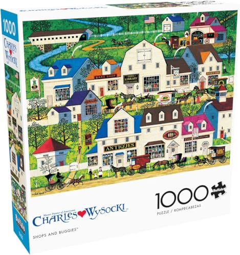 Buffalo Games Charles Wysocki – Geschäfte und Buggys – 1000-teiliges Puzzle für Erwachsene – herausforderndes Puzzle perfekt für Spieleabende – Fertige Größe ist 26,75 x 19,75 cm von Buffalo Games
