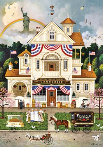 Buffalo Games - Charles Wysocki – Lady Liberty's Independence Day Enterprising – 500-teiliges Puzzle für Erwachsene, herausforderndes Puzzle – fertige Größe 21,25 x 15,00 von Buffalo Games