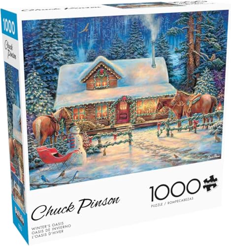 Buffalo Games Chuck Pinson – Winter's Oasis – 1000-teiliges Puzzle für Erwachsene, herausforderndes Puzzle, perfekt für Spieleabende, fertige Puzzle-Größe ist 26,75 x 19,75 cm von Buffalo Games