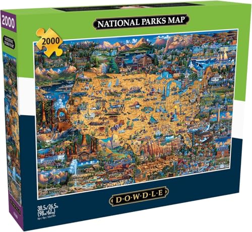Buffalo Games - Dowdle – Nationalparks-Karte – 2000-teiliges Puzzle für Erwachsene, herausforderndes Puzzle, perfekt für Spieleabende – fertige Größe 38,50 x 26,50 cm von Buffalo Games