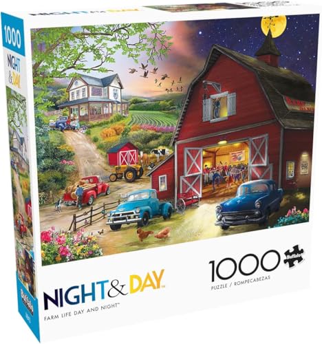 Buffalo Games - Farm Life Night and Day - 1000 Teile Puzzle für Erwachsene Herausforderndes Puzzle Perfekt für Spieleabende - Fertige Größe 26,75 x 19,75 von Buffalo Games