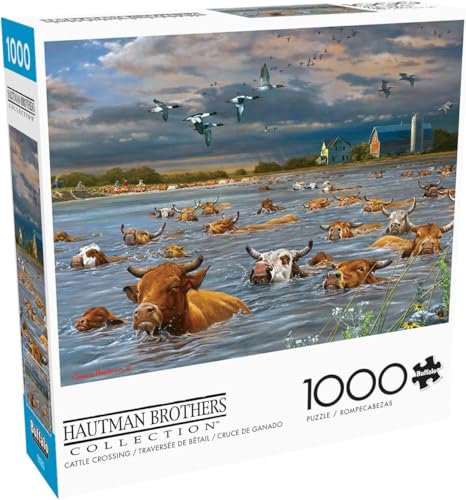 Buffalo Games - James Hautman - Cattle Crossing - 1000-teiliges Puzzle für Erwachsene - Herausforderndes Puzzle perfekt für Spieleabende - Fertige Größe ist 26,75 x 19,75 cm von Buffalo Games