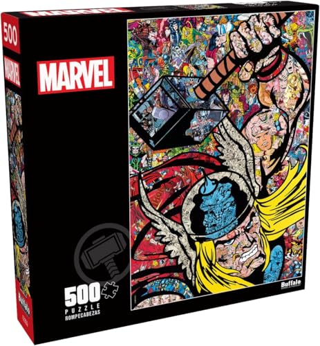 Buffalo Games - Marvel - Thor Collage - 500 Teile Puzzle für Erwachsene - Herausforderndes Puzzle perfekt für Spieleabende - Fertige Größe ist 21,25 x 15,00 von Buffalo Games