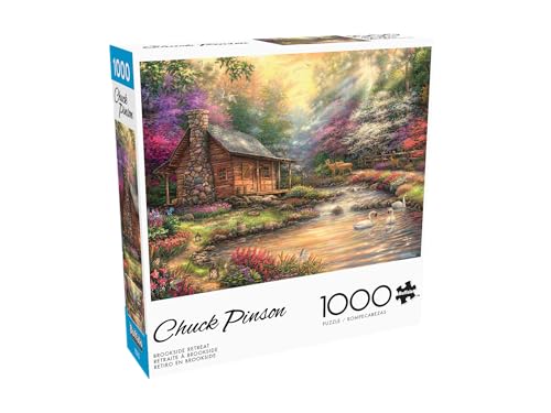Buffalo Games Puzzle für Erwachsene 1000 Teile Chuck Pinson Brookside Retreat Hartes Erwachsenenpuzzle mit Referenzposter, Spaß, einzigartig & herausfordernd für alle Fähigkeiten, groß 26,75 x 19,75 von Buffalo Games