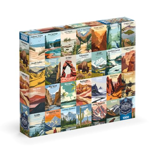 Buffalo Games Sapphire Select – Unsere Nationalparks – 1000-teiliges Puzzle – Herausfordernd & Spaß – Blaue Rückseite – Geschenkbox – Poster in voller Größe enthalten von Buffalo Games