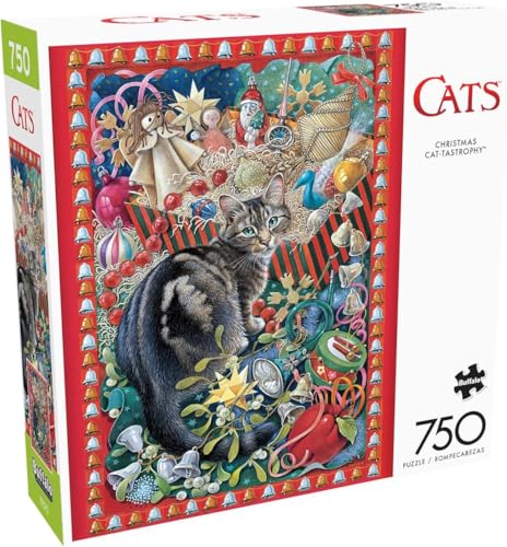Buffalo Games - Weihnachtskatze-tastrophie – 750-teiliges Puzzle für Erwachsene, herausforderndes Puzzle, perfekt für Spieleabende – 750 Teile fertige Größe ist 61 x 45 cm, groß von Buffalo Games