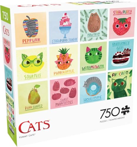 Buffalo Games - Yummy Cats – 750-teiliges Puzzle für Erwachsene, herausforderndes Puzzle, perfekt für Spieleabende – fertige Größe 24,00 x 18,00 von Buffalo Games