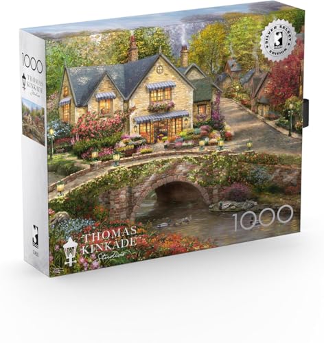 Buffalo Games Silver Select – Thomas Kinkade – Sommer im Kopfsteinpflasterdorf – 1000-teiliges Puzzle für Erwachsene – anspruchsvolles Puzzle perfekt für Spieleabende – Fertige Größe ist 26,75 x 19,75 von Buffalo Games