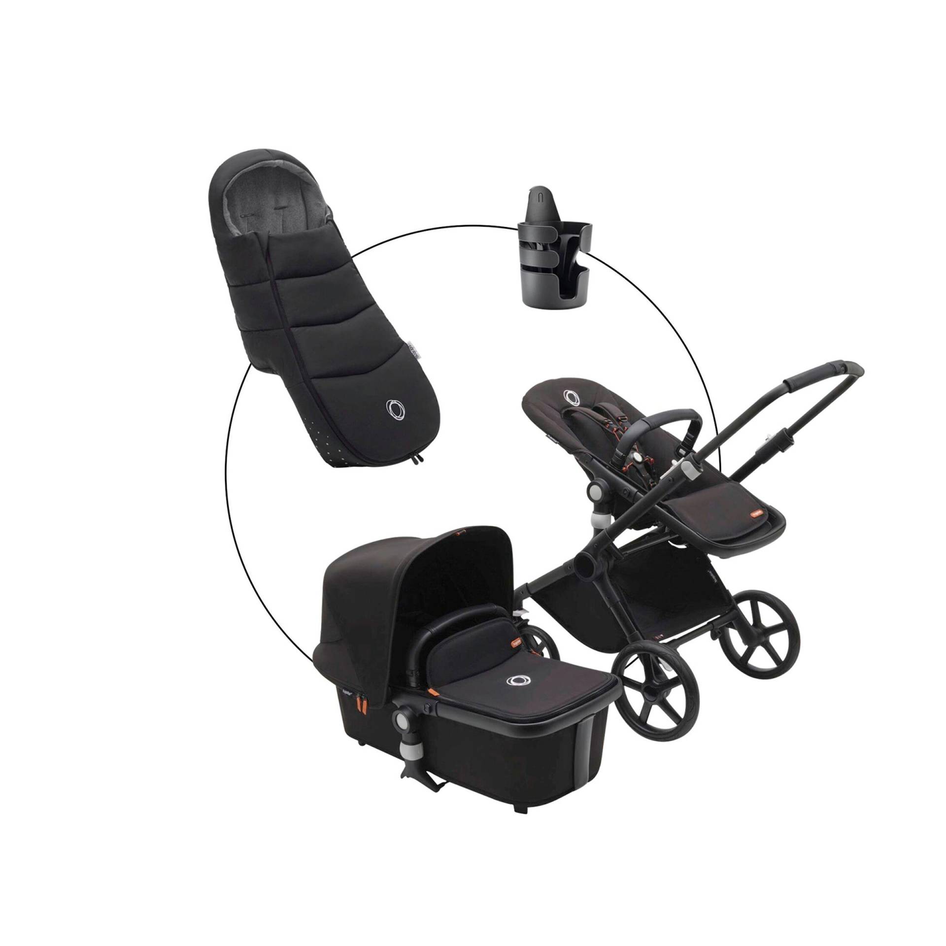 Bugaboo Fox Cub Kombikinderwagen Trio-Set inkl. Fußsack und Getränkehalter schwarz Bugaboo Fox Cub Kombikinderwagen Trio-Set inkl. Fußsack und Getränkehalter schwarz von Bugaboo