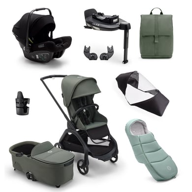 bugaboo Kinderwagen Dragonfly Complete Black/Forest Green, Ultimate Newborn Bundle von Bugaboo