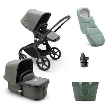 bugaboo Kombikinderwagen Fox 5 mit Zubehör Black/Forest Green von Bugaboo